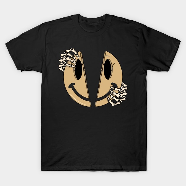 Smile and Skull, Smiling Skull, Smiling Skeleton T-Shirt by gggraphicdesignnn